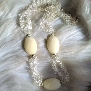 Yellow Aventurine And Clear Quartz Gemstone Layered Necklace